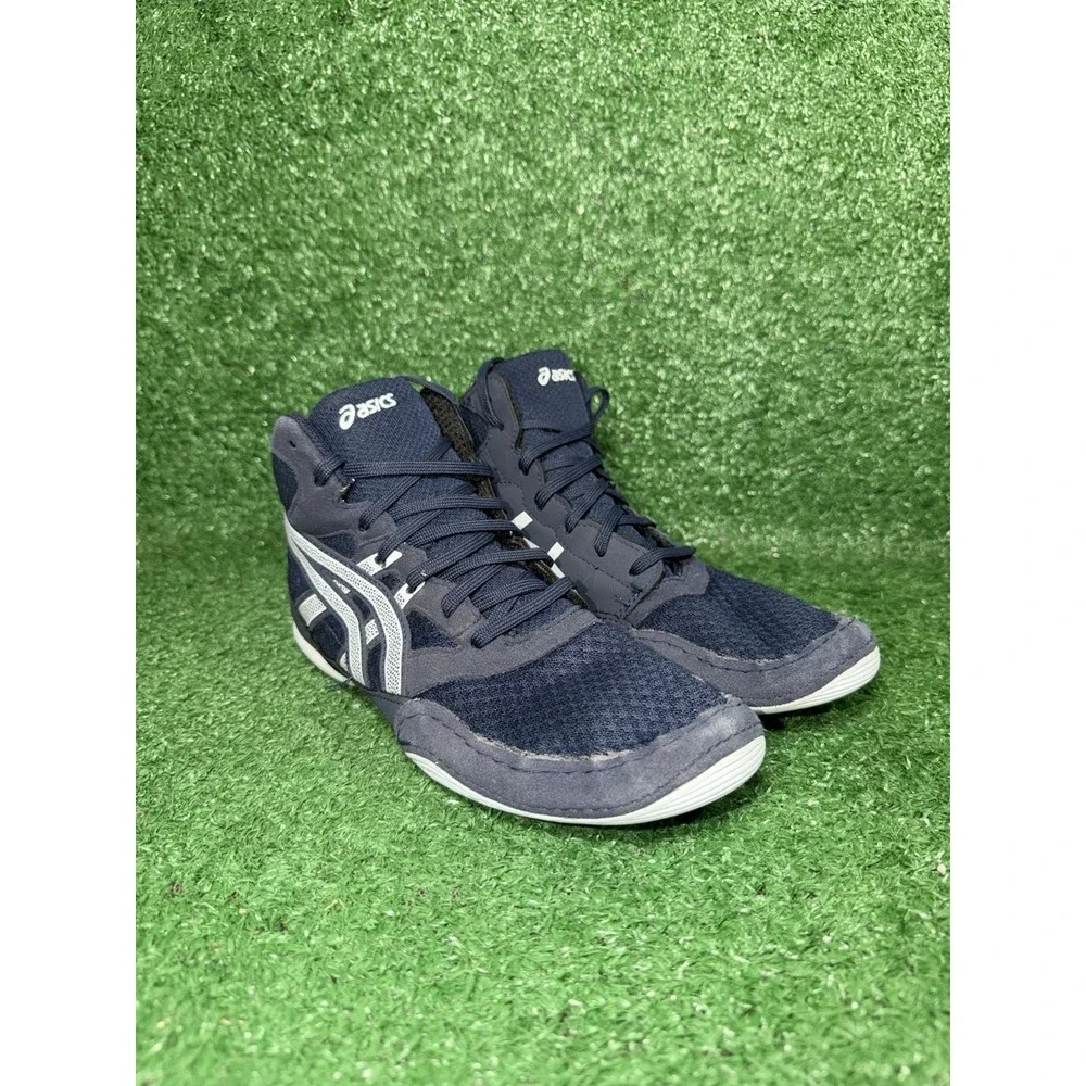 ASICS Mens Snap Down Wrestling Shoes 1084A014 Blue White Lace Up Sneakers Size 6